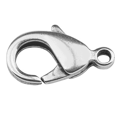 Carabiner brass, length 23 mm, silver plated 