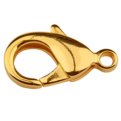Carabiner brass, length 23 mm, gold-plated 