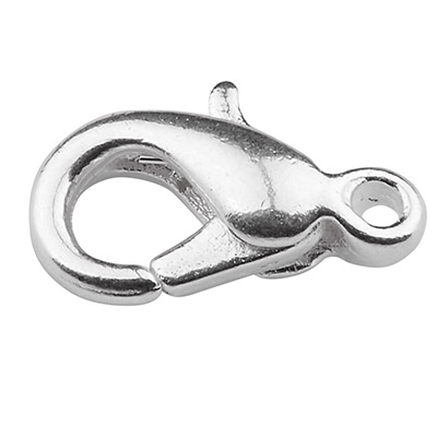 Carabiner zinc, length 10 mm, shiny silver plated 