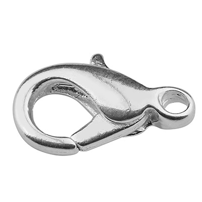 Zinc carabiner, length 12 mm, shiny silver-plated 