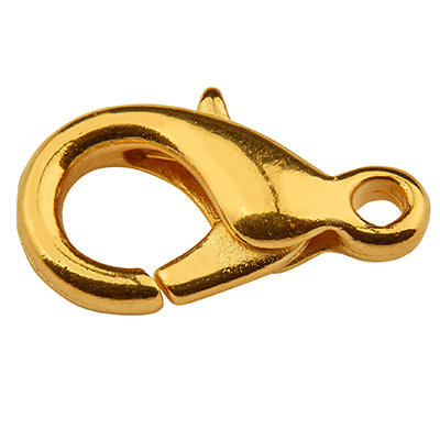 Zinc carabiner, length 15 mm, gold-plated 