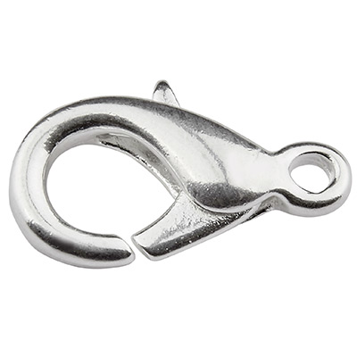 Zinc carabiner, length 15 mm, shiny silver-plated 