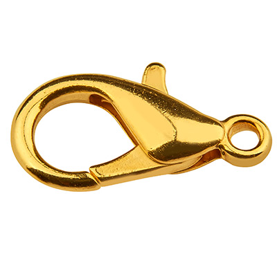 Zinc carabiner, length 18 mm, gold-plated 