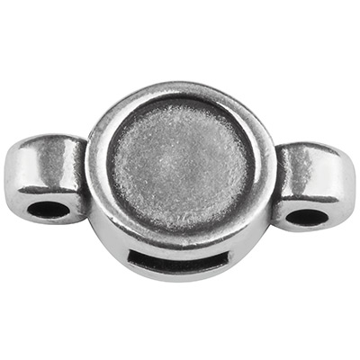 Bracelet connector with setting for Flatback SS34, silver-plated 