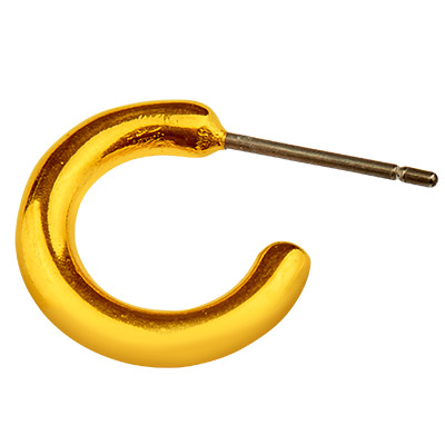 Boucle d'oreille Créole 3/4 diamètre 13 mm, avec tige en titane, doré 
