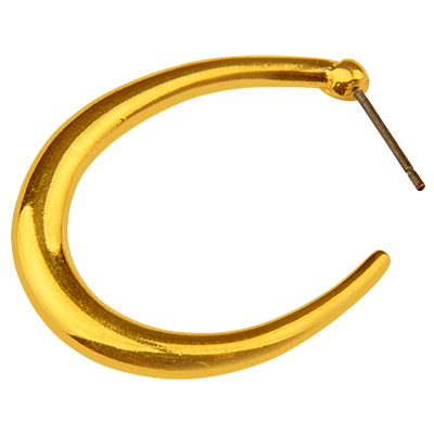 Ohrring ovale Creole, 32 x 26 mm, mit Titanstift, vergoldet 
