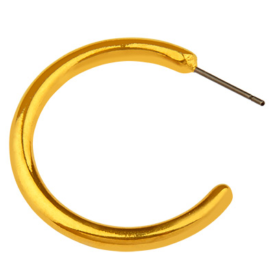 Ohrring Creole 3/4 Rund, Durchmesser 30 mm, mit Titanstift, vergoldet 