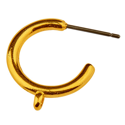 Boucle d'oreille Créole 3/4 avec oeillet, diamètre 20 mm, avec tige en titane, doré 