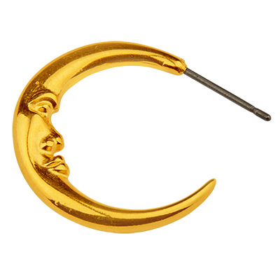 Earring Creole Half Moon, 21 mm, with titanium pin, gold-plated 