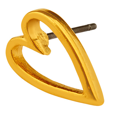 Earring heart, 13 x 8 mm, with titanium pin, gold-plated 