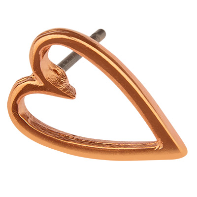 Heart earring, 13 x 8 mm, with titanium pin, rose gold-plated 