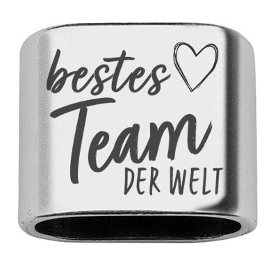 Intermediate piece with engraving "Best Team in the World", 20 x 24 mm, silver-plated, suitable for 10 mm sail rope 