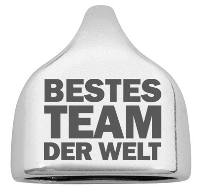Eindkap met gravure "Best Team in the World", 22,5 x 23 mm, verzilverd, geschikt voor 10 mm zeiltouw 