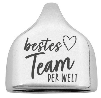 Embout avec gravure "Das Beste Team der Welt", 22,5 x 23 mm, argenté, convient pour corde à voile de 10 mm 