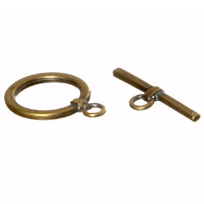 Toggle clasp, round, approx. 29 x 22 mm, bronze-coloured 