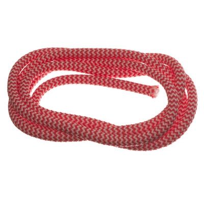 Sail rope / cord, diameter 5 mm, length 1 m, red-white striped 