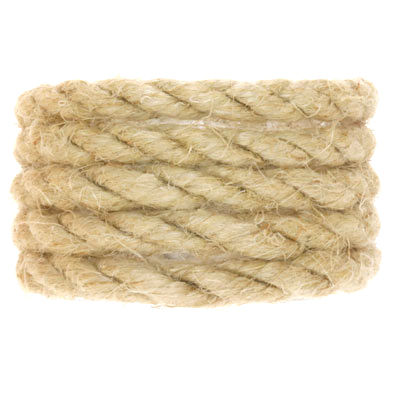 Sail rope classic, diameter 6 mm, twisted, natural hemp, length 1 m 