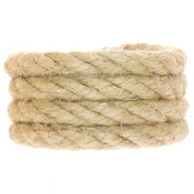 Sail rope classic, diameter 8 -9 mm, twisted, natural hemp, length 1 m 