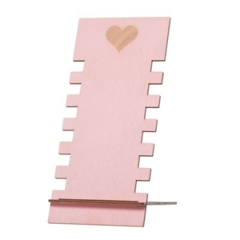 Schmuckständer aus Holz für Armbänder, 245 x 110 mm, Herz, rosa 
