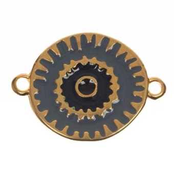 Metallanhänger / Armbandverbinder Boho, vergoldet, emailliert, ca. 21 x 15 mm 