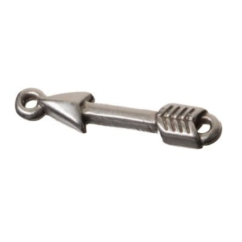 Metallanhänger / Armbandverbinder Pfeil, 26 x 6 mm, versilbert 