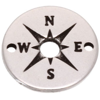 Armbandverbinder Kompass, Durchmesser 16 mm, versilbert 