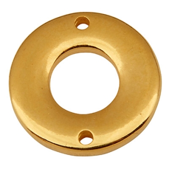 Metallanhänger Rund mit zwei Löchernm Durchmesser 18 mm, vergoldet 