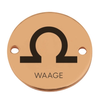 Coin Armbandverbinder Sternzeichen "Waage", 15 mm, vergoldet, Motiv lasergraviert 
