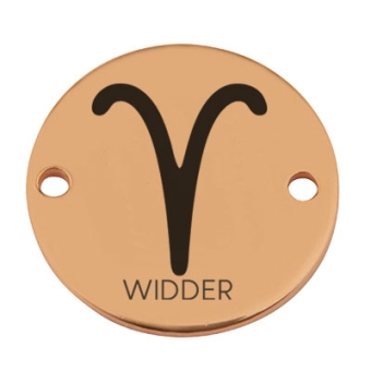Coin Armbandverbinder Sternzeichen "Widder", 15 mm, vergoldet, Motiv lasergraviert 