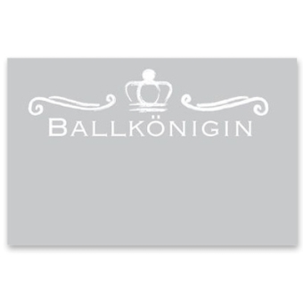 Schmuckkarte "Ballkönigin", grau, Größe 8,5 x 5,5 cm 