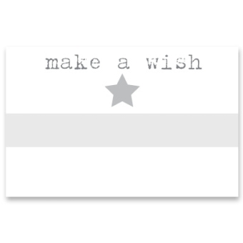 Schmuckkarte "make a wish", quer, weiß/grau, Größe 8,5 x 5,5 cm 