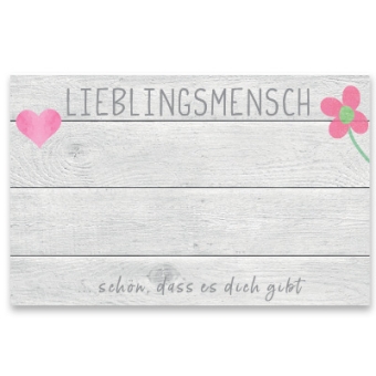 Schmuckkarte "Lieblingsmensch", quer, Holz Größe 8,5 x 5,5 cm 