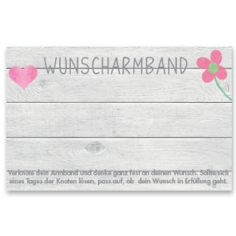 Schmuckkarte "Wunscharmband", quer, grau, Größe 8,5 x 5,5 cm 