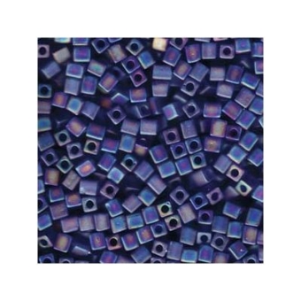 Miyuki Würfel 4 mm, matte transparent capri blue AB, ca. 20 gr 