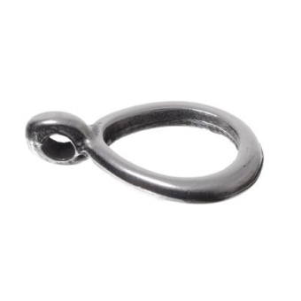 Anhängerhalter, Ring mit Öse für Bänder bis 6 mm, oval, versilbert 