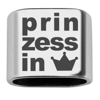 Zwischenstück mit Gravur "Prinzessin", 20 x 24 mm, versilbert, geeignet für 10 mm Segelseil 