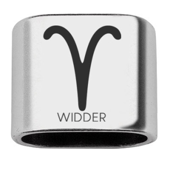 Zwischenstück mit Gravur Sternzeichen "Widder", 20 x 24 mm, versilbert, geeignet für 10 mm Segelseil 
