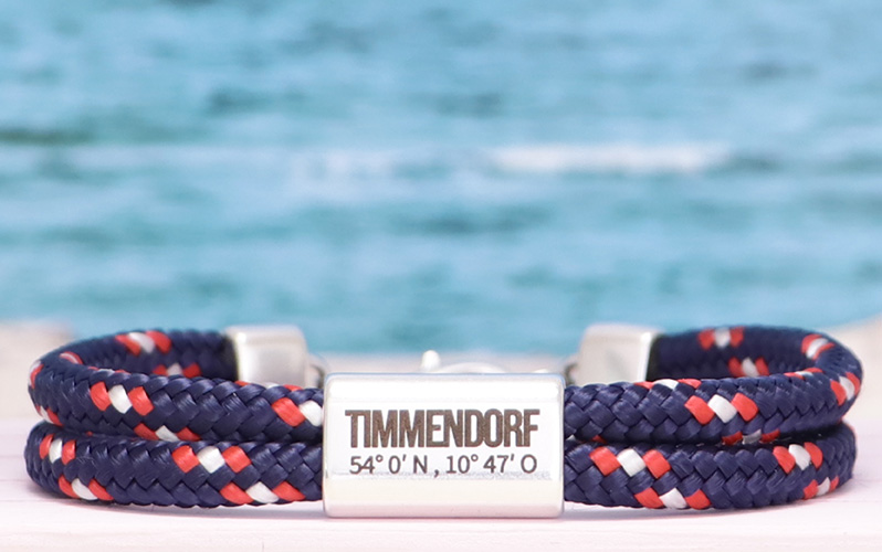 Timmendorf" armband met gegraveerde tussenring en karabijnsluiting 
