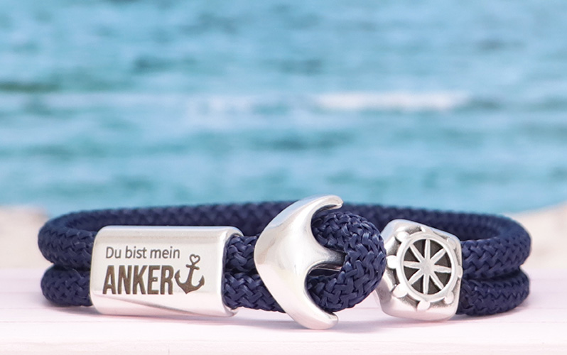 You are my anchor" bracelet with engraved spacer and hook clasp 