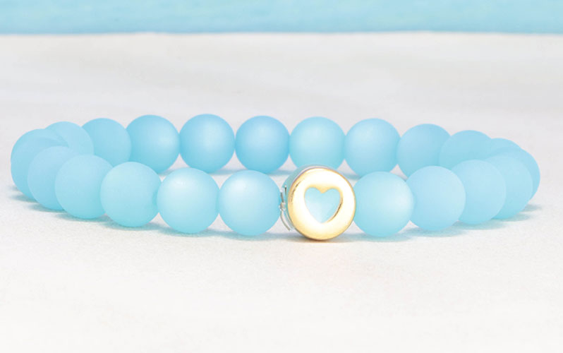 Bracelet d'été avec perles Polaris et perle en métal cœur 