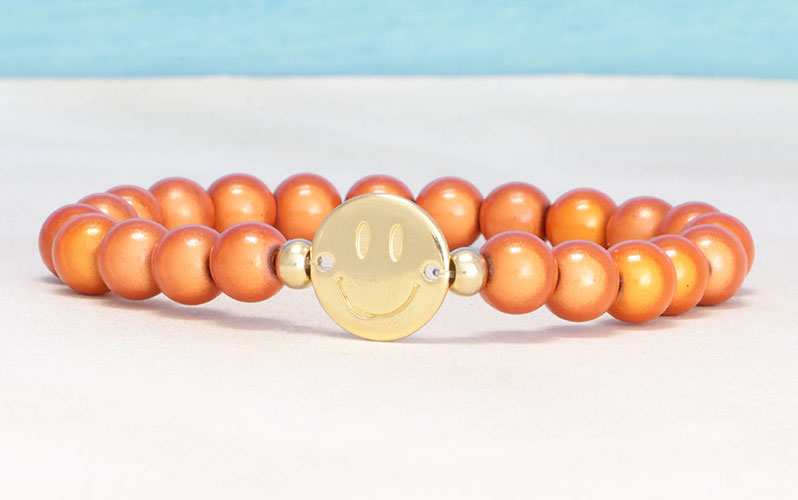 Bracelet d'été avec perles Miracle et connecteur métallique Smiley 