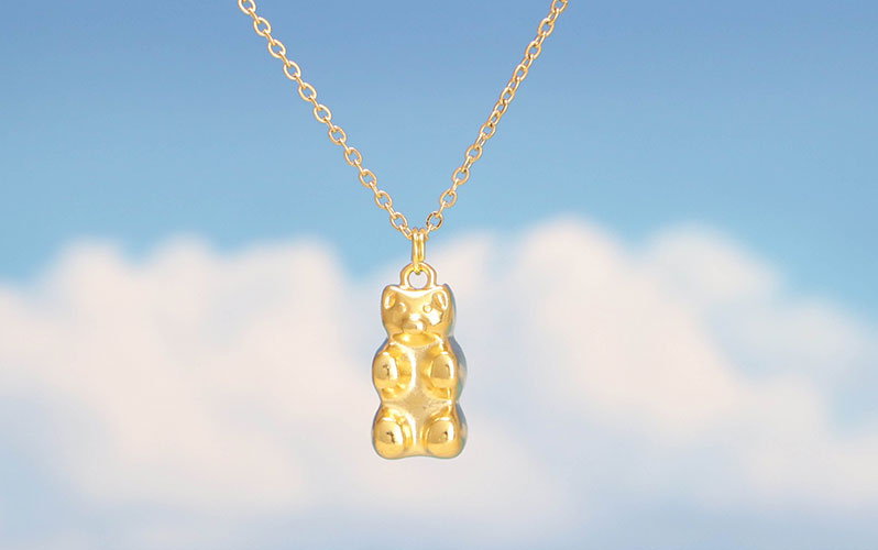 Summer Necklace with Metal Pendant Gummi Bear 