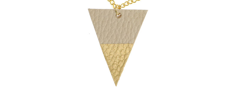 Leather Pendant with Link Chain Triangle 