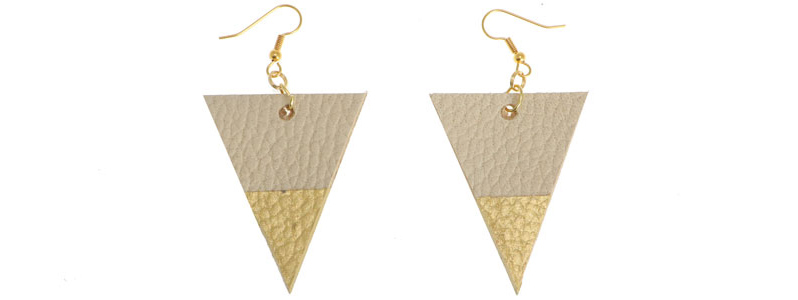 Leather earrings triangle 