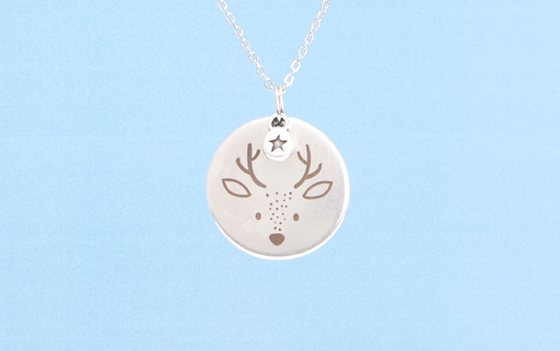 Link Necklace with Cute Animal Pendant Deer 