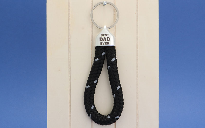 Segeltauschlüsselanhänger zur Vatertag mit Endkappe "Best Dad Ever" 