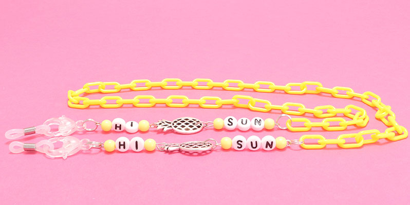 Sonnenbrillenkette mit Acryl Paperclipkette und Armbandverbinder "Hi Sun" 