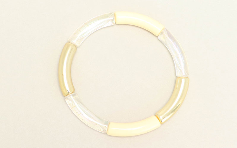 Elastisches Tube Armband mit Acryl Röhrenperlen "Goldglitter" 