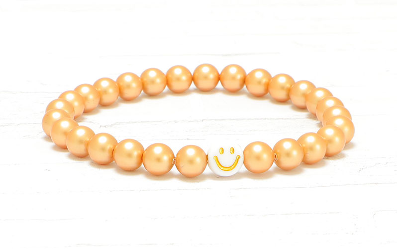 Bracelet avec perles alphabet avec écriture dorée Smiley 