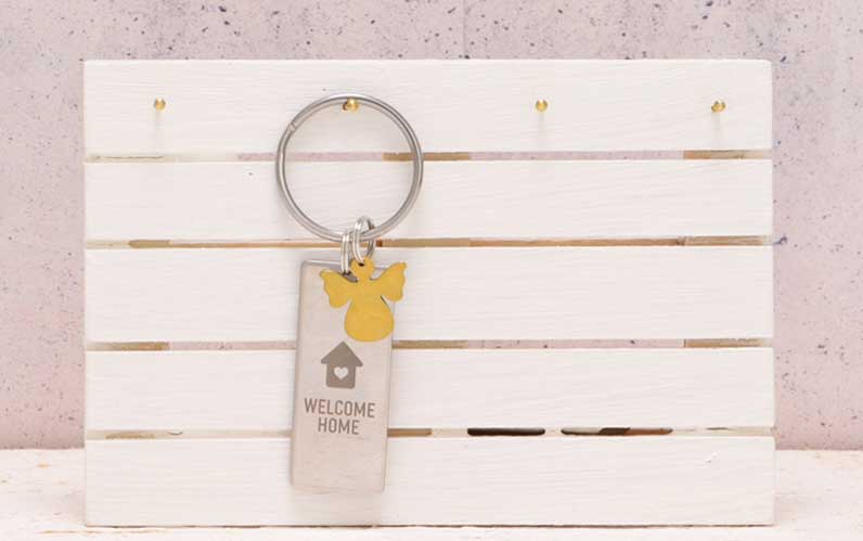 Home Sweet Home Stainless Steel Keychain "Welcome 